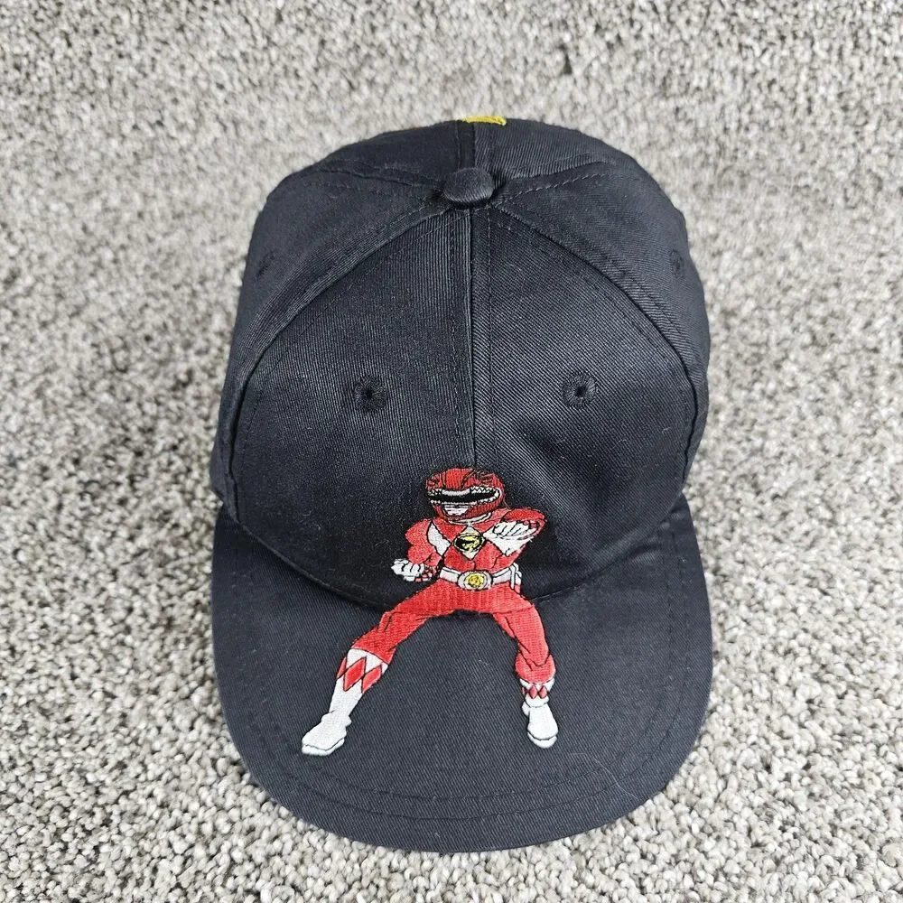 Vintage Mighty Morphin Power Rangers Hat Cap Snap Back Black Red Jason Youth 90s